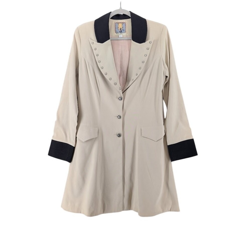 Vtg 90s Desert West Sherry Holt Western Duster Coat‎ XS Faux Suede Sheriff Star